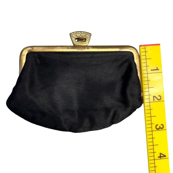 Lewis Black Fabric Clutch Purse Metal Frame Kiss Lock Closure Womens USA‎ Made - Picture 6 of 10